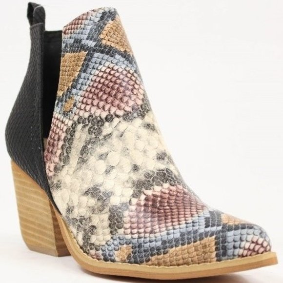 Multi Color Snake Skin Booties - Picture 5 of 5